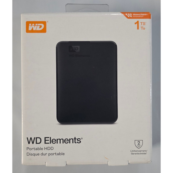 WD 1TB Elements Portable USB 3.2 Gen 1 Hard Drive HDD - WDBUZG0010BBK-WESN - Picture 2 of 5
